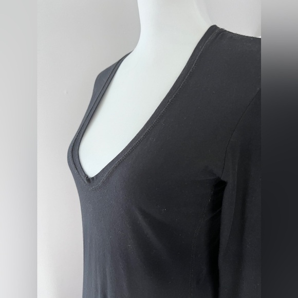 Standard James Perse V-Neck Long Sleeve Knit Dress Black size 3 - Picture 5 of 13
